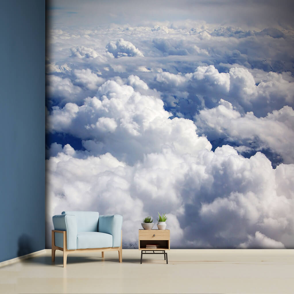 White storm clouds from the sky scalable custom wall mural