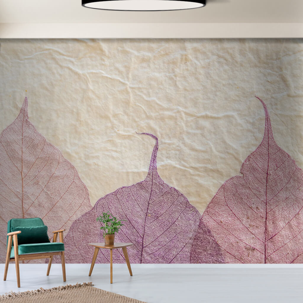 Dry leaf pattern on marble section scalable custom wall mural