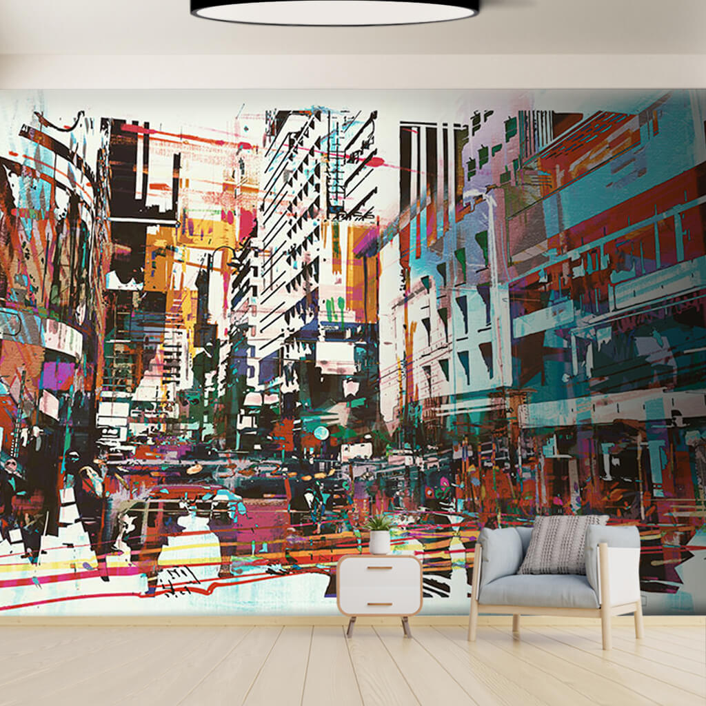 Metropol and colorful streets daily life picture wall mural