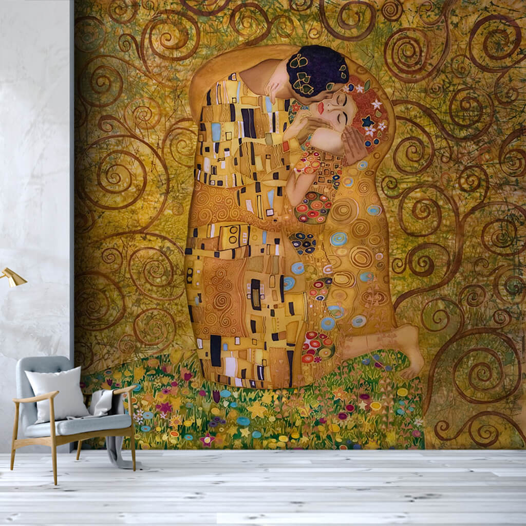 Kiss Oil painting eroticism Gustav Klimt wall mural
