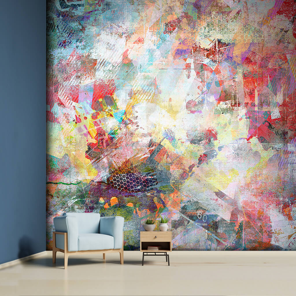 Renklerle dekoratif cafe trend sanatsal soyut duvar kağıdı