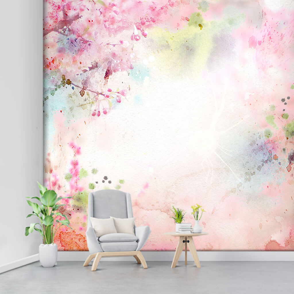 Flowers with pastel pink colors Abstract art wall mural