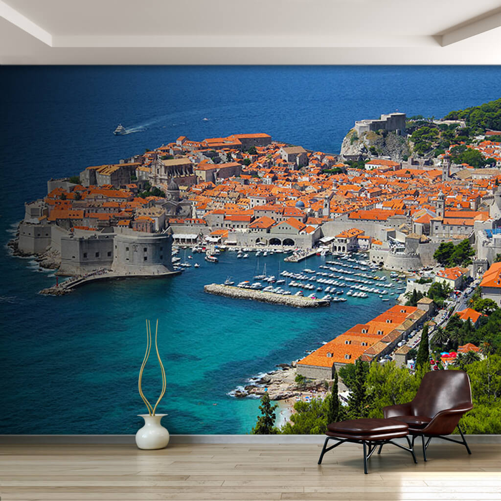 Kiremit çatılar marina Dubrovnik Hırvatistan duvar kağıdı