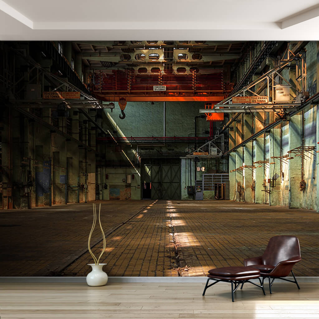 Heavy industry workshop building interior view wall mural