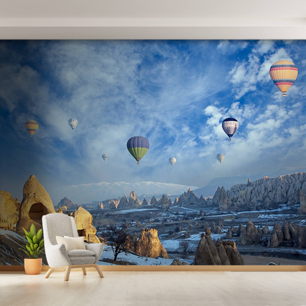 Flying Hot Air Balloons Cappadocia Fairy Chimneys wall mural