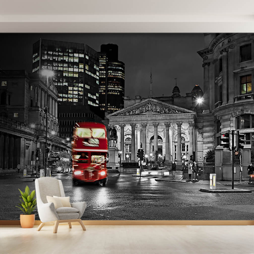 Gece şehir ve çift katlı kırmızı otobüs Londra duvar kağıdı