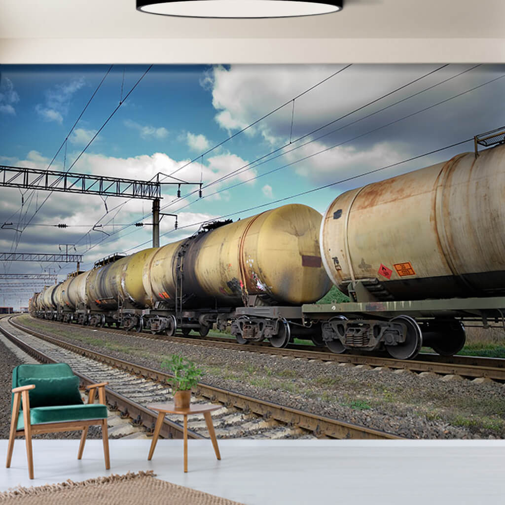Oil wagons on railways freight train convoy wall mural