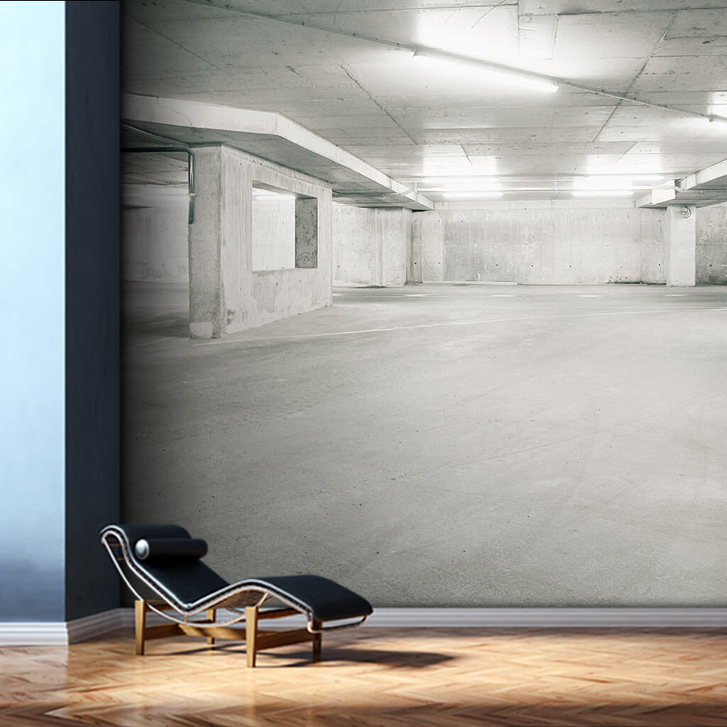 White concrete empty parking space custom scalable wall mural