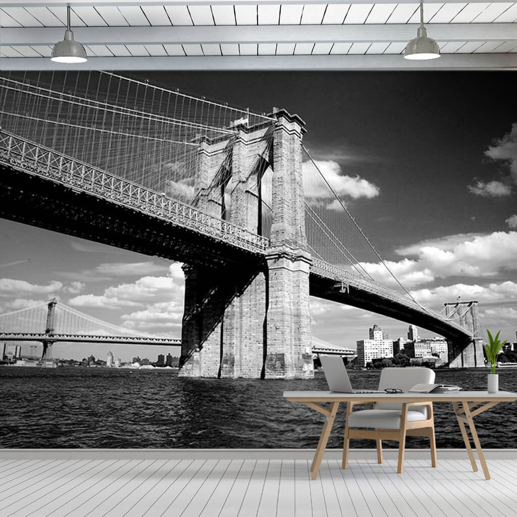 Siyah beyaz Brooklyn Köprüsü New York duvar kağıdı