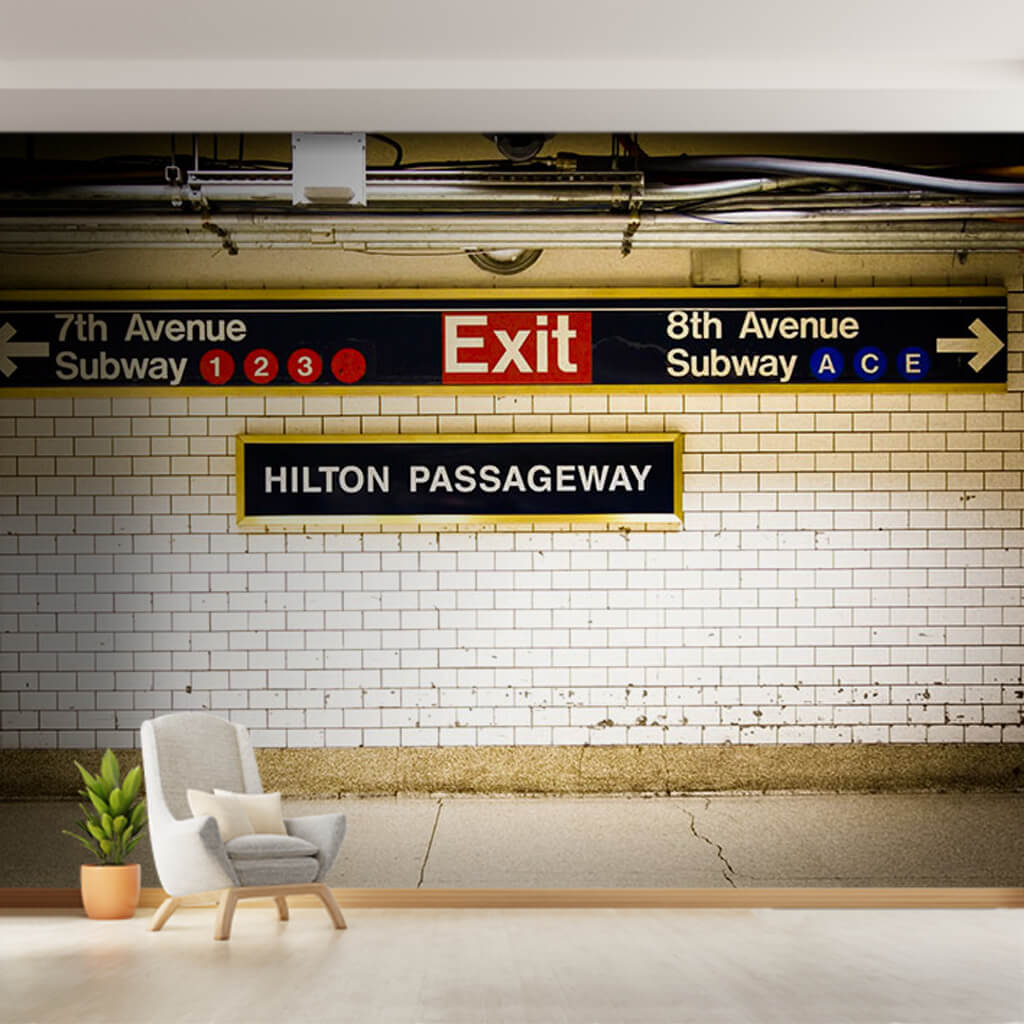 Hilton passageway New York Subway exit custom wall mural