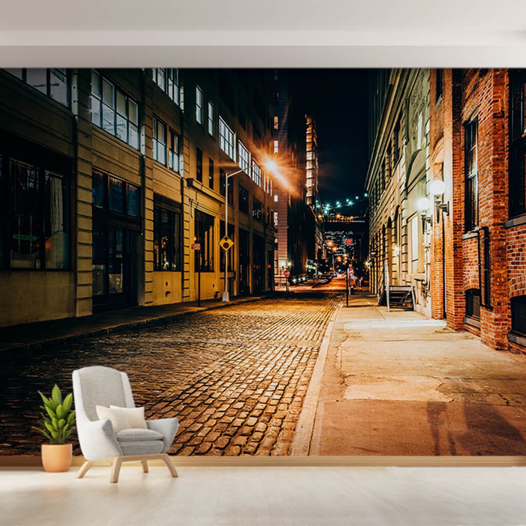 Stone paved background street Brooklyn New York wall mural