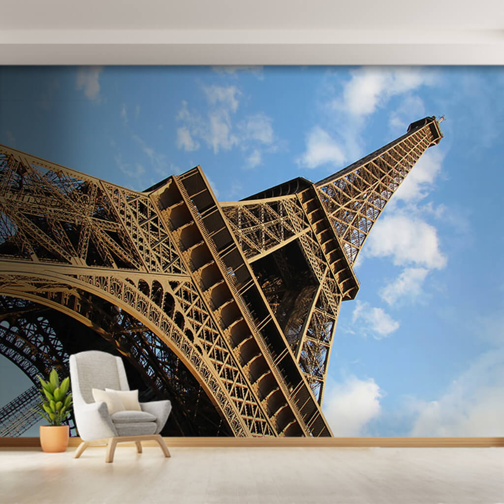 From bottom to up Eiffel Tower Paris custom wall mural