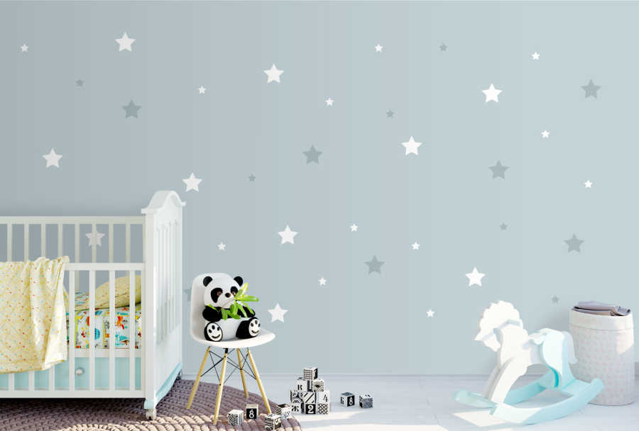 Sleep well at starry night baby boy room wall mural