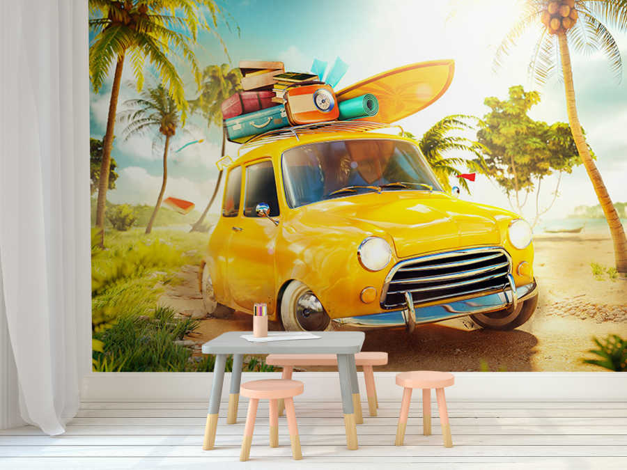 Tatil deniz ve sörf zamanı çocuk odası duvar kağıdı