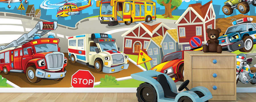 İtfaiye otobüs ambulans trafik çocuk odası duvar kağıdı