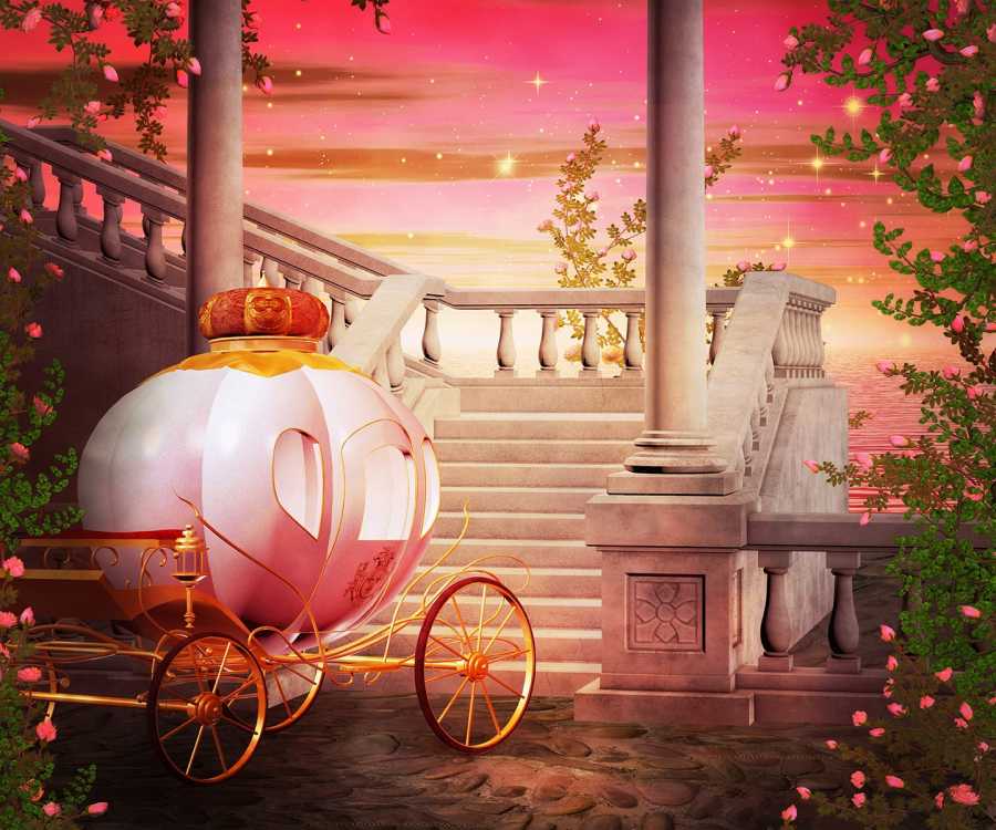Royal horse carriage and palace stairs kids  wall mural