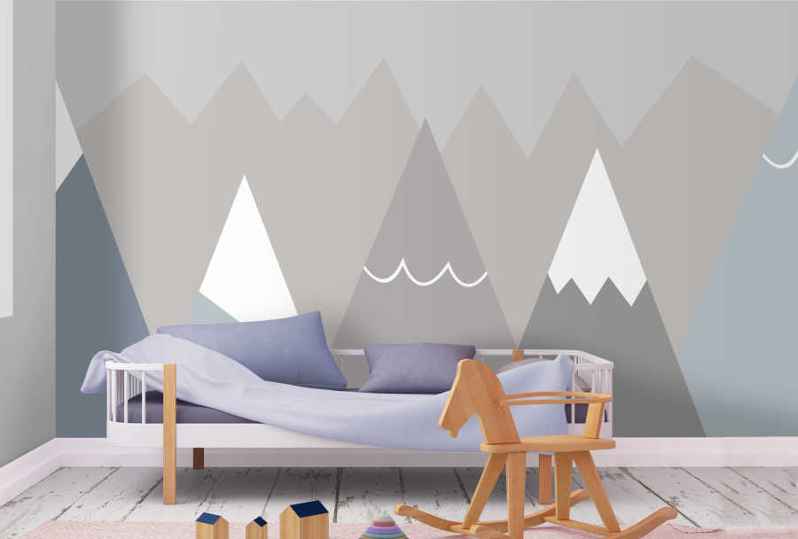 Snowy Range Mountains and silhouettes baby wall mural