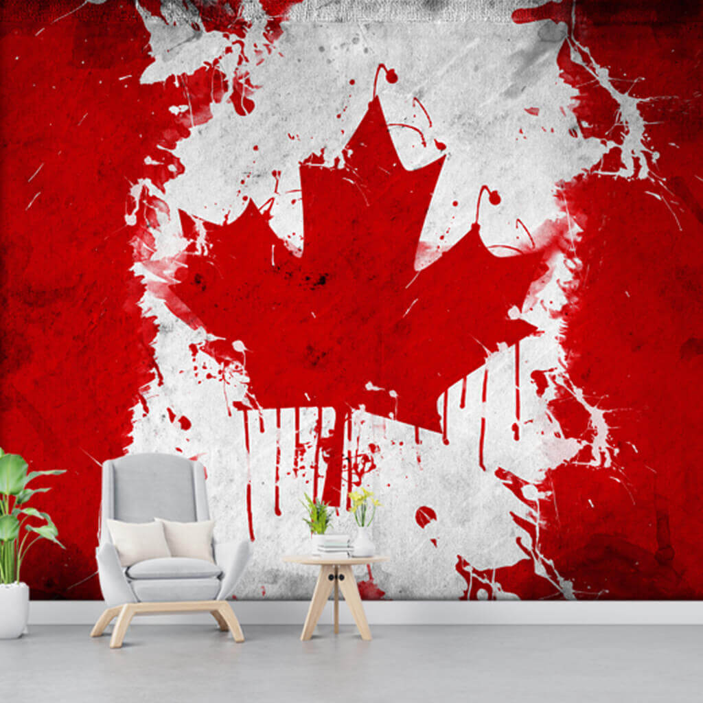 Kırmızı beyaz sulu boya grunge Kanada bayrağı duvar kâğıdı