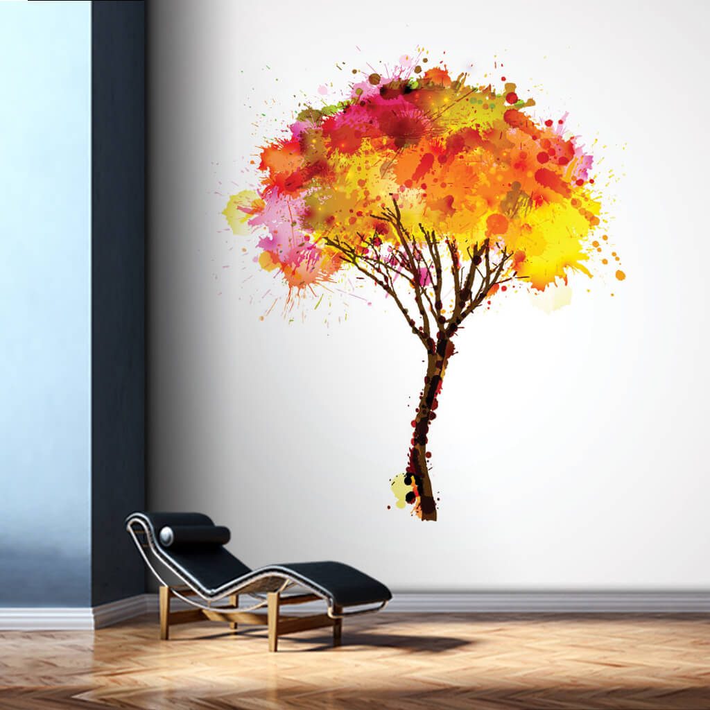 Floral bouquet with watercolor autumn colors wall mural