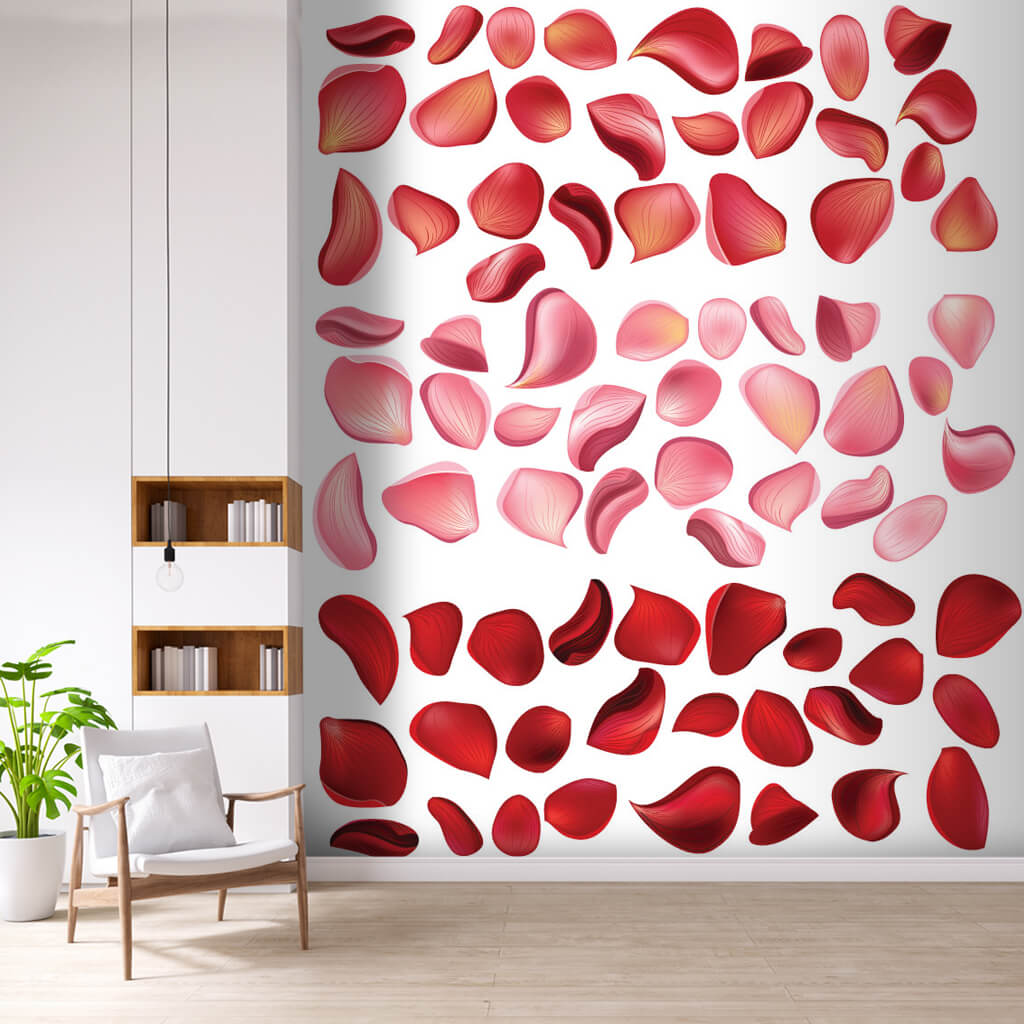 Pink red rose petals and romance themed custom wall mural