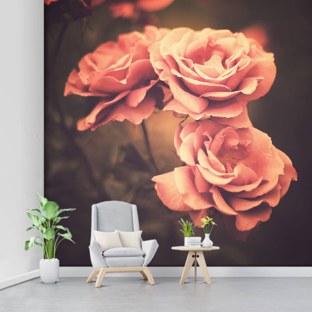 Three roses picture personalized vintage custom wall mural