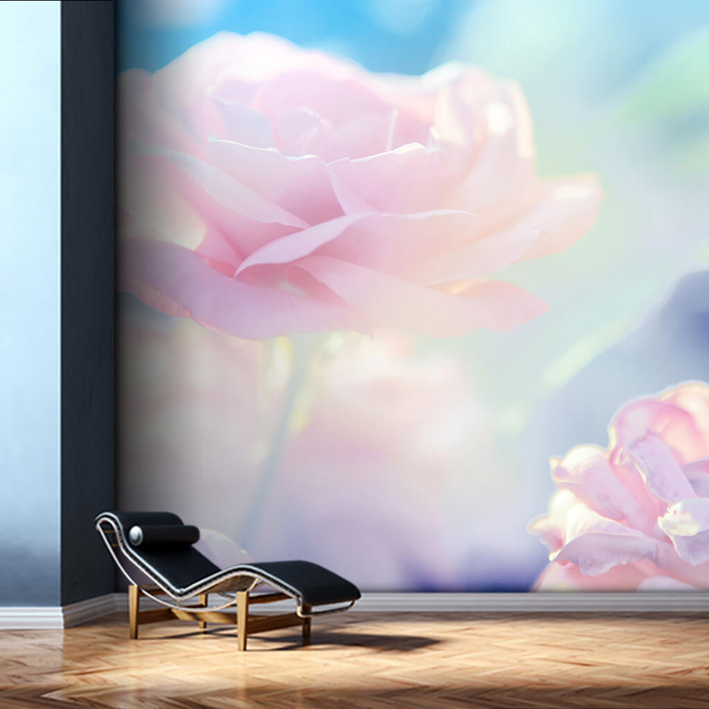 Soft pink rose flowers scalable custom wall mural