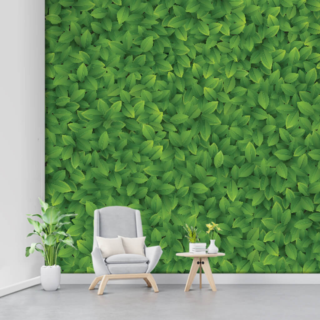 Green leaves heralding nature and spring custom wall mural