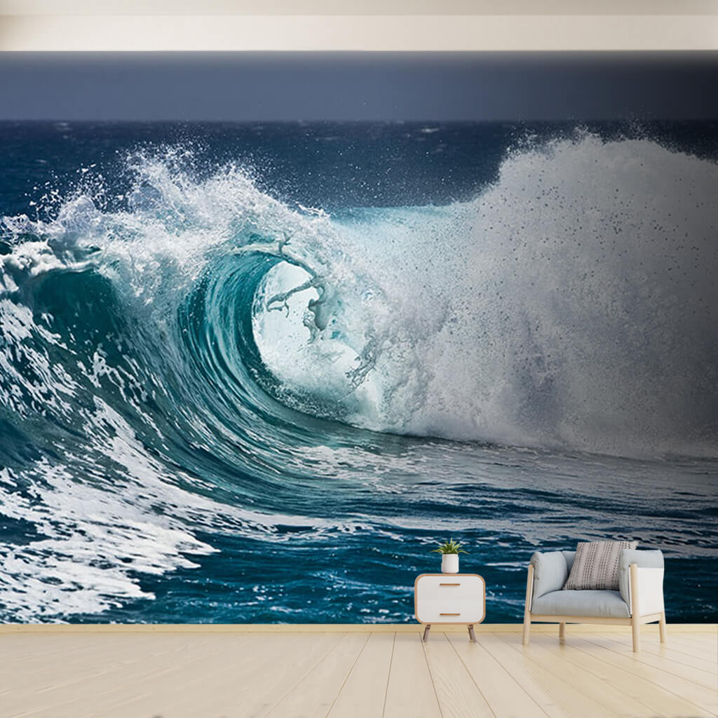 White foamy sea and horny wave tsunami scalable wall mural