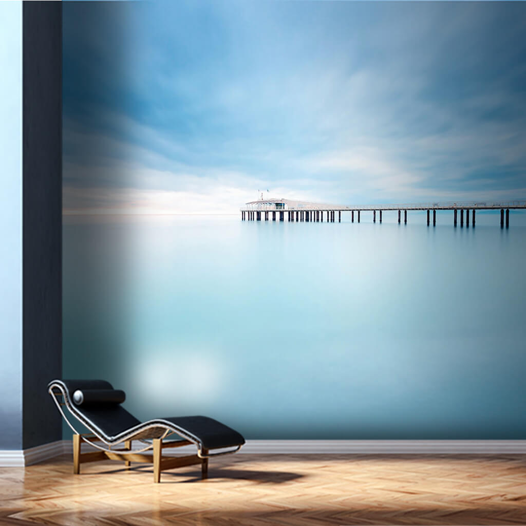 Stagnant sea pier and alcove long exposure wall mural