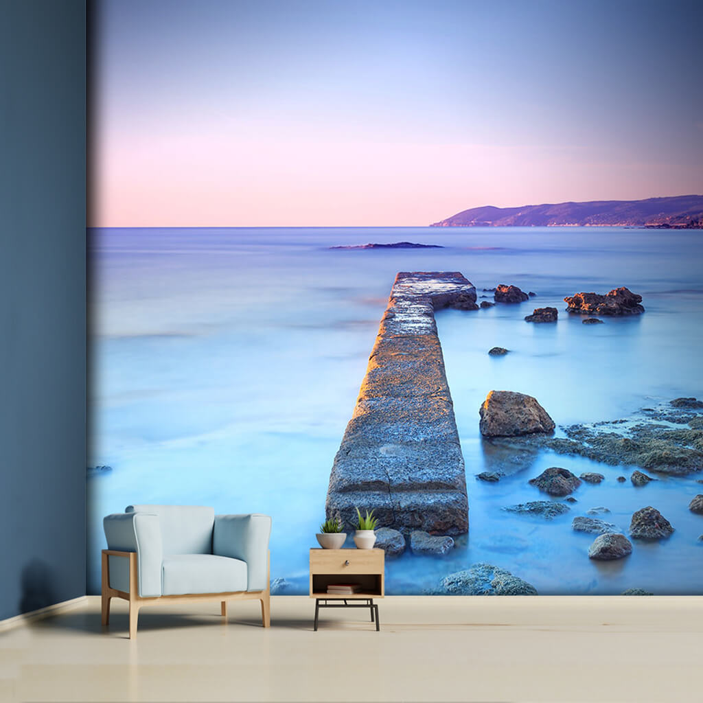 Stagnant sea and breakwater scalable custom wall mural