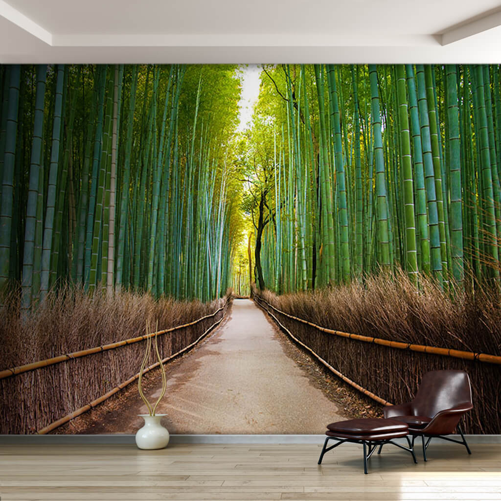 Sagano bamboo forest Kyoto Japan 3D custom wall mural