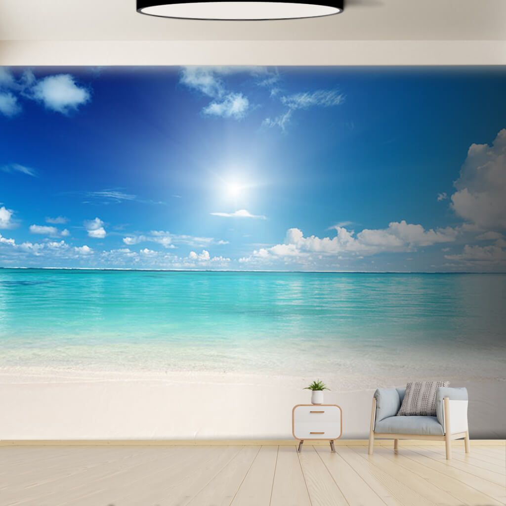 Turquoise sea and ocean horizons scalable custom wall mural