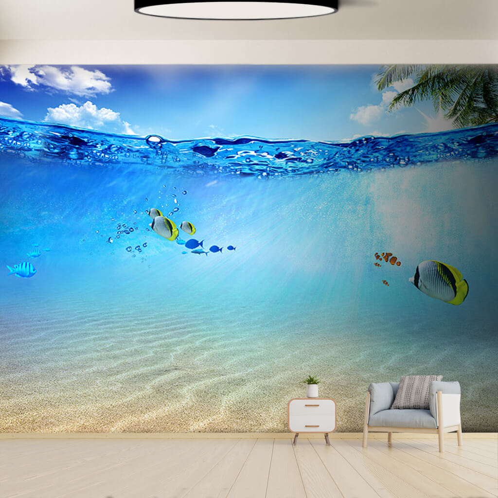 Angelfishes and clown fishes under the sea custom wall mural
