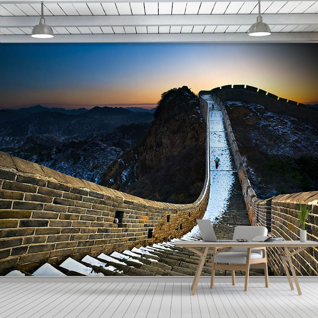 Walking on the Great Wall of China 3D custom wall mural