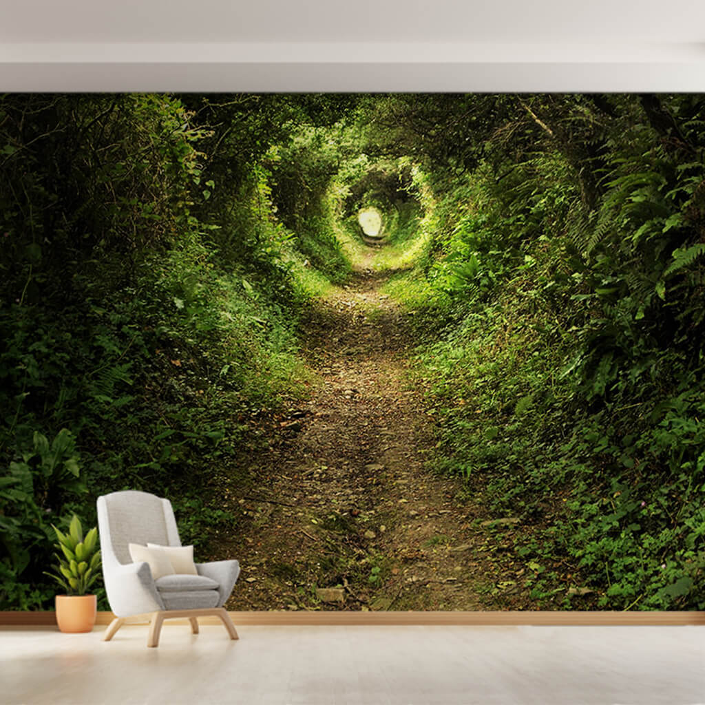 Yeşil orman bitki tüneli 3 boyutlu 3D duvar kağıdı