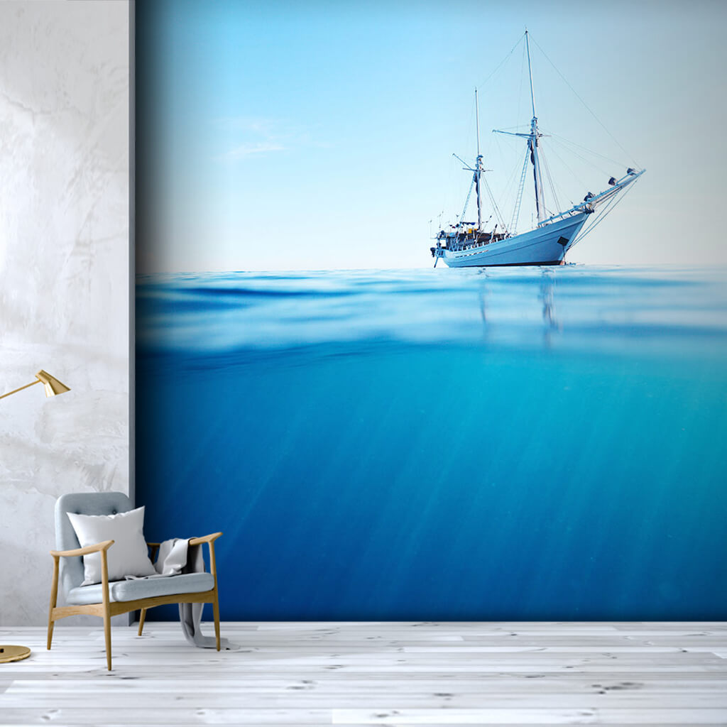 Two-masted white sailboat yacht Ketch Gullet wall mural