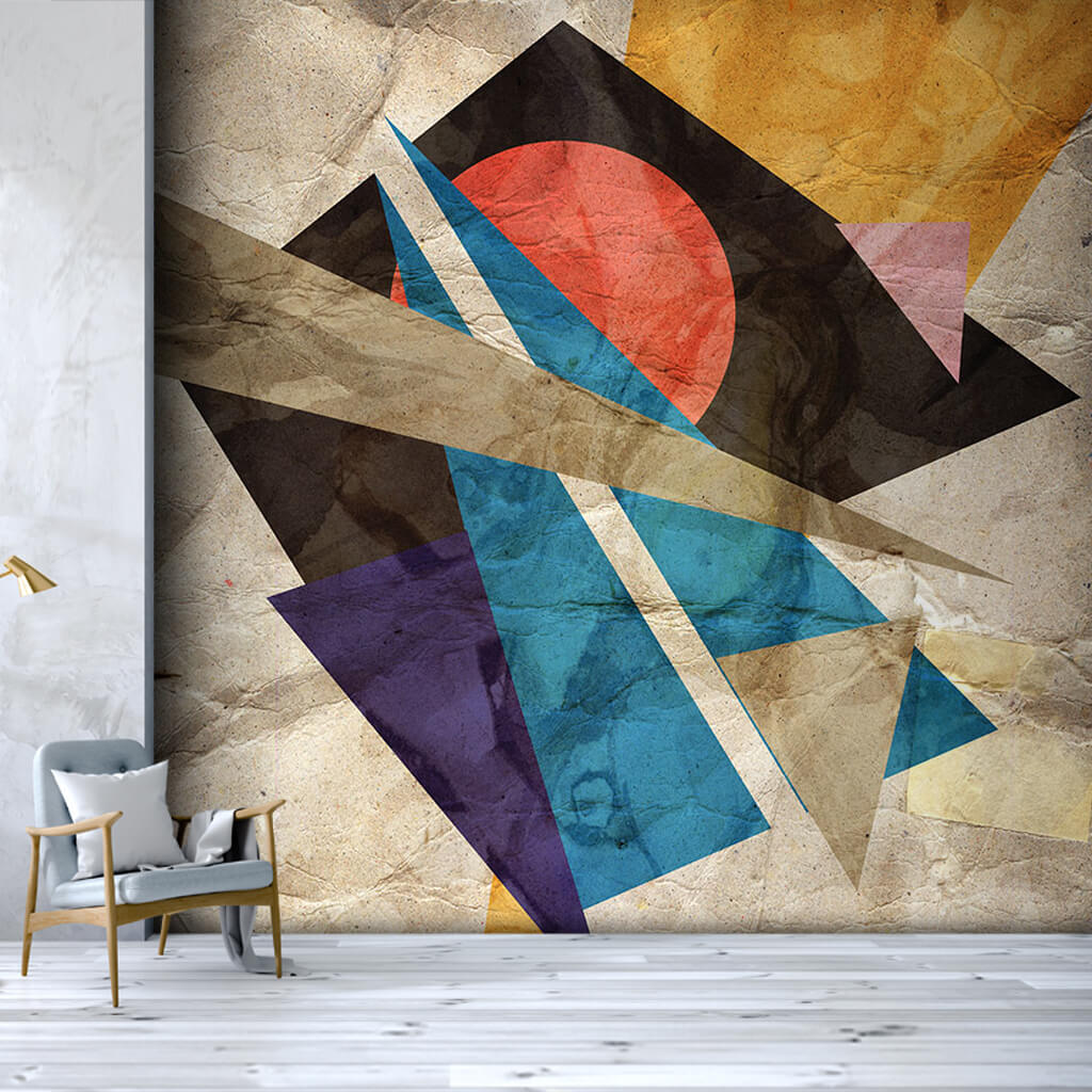 Geometric shaped art on wrapping paper custom wall mural