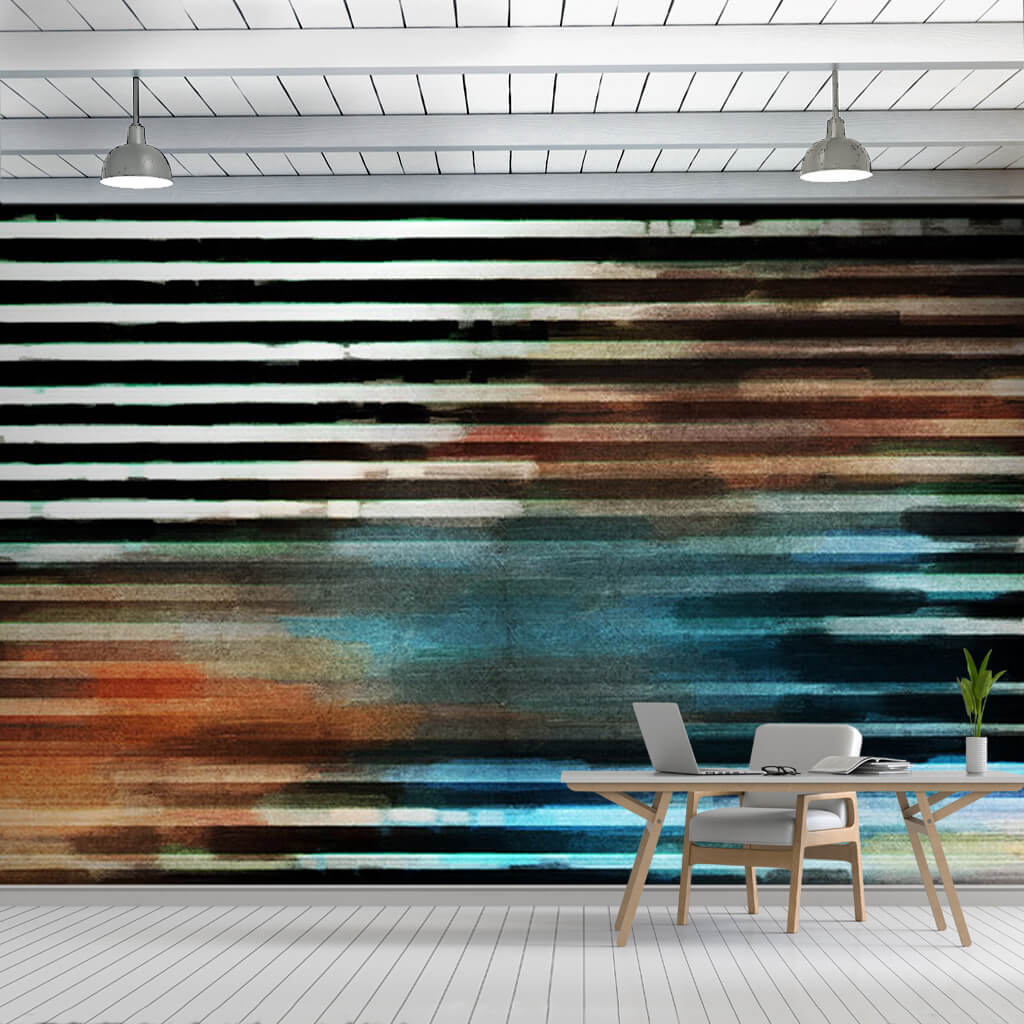 Watercolor art with colorful horizontal lines wall mural