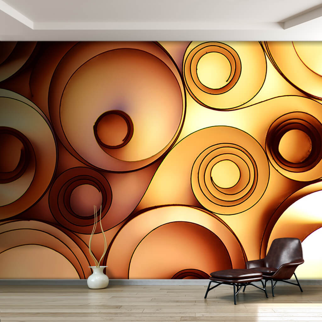 Spiral helix graphic pattern yellow color custom wall mural
