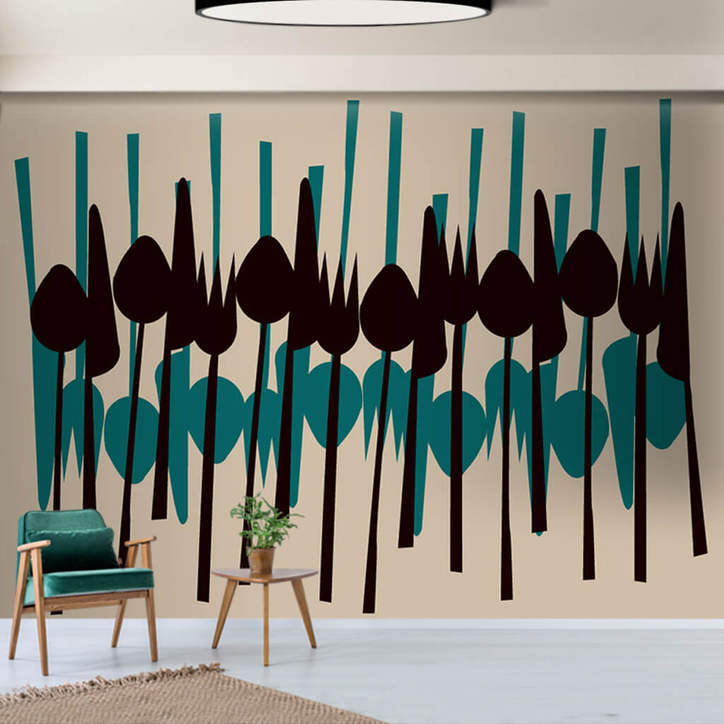 Fork spoon knife patterned graphic drawing wall mural