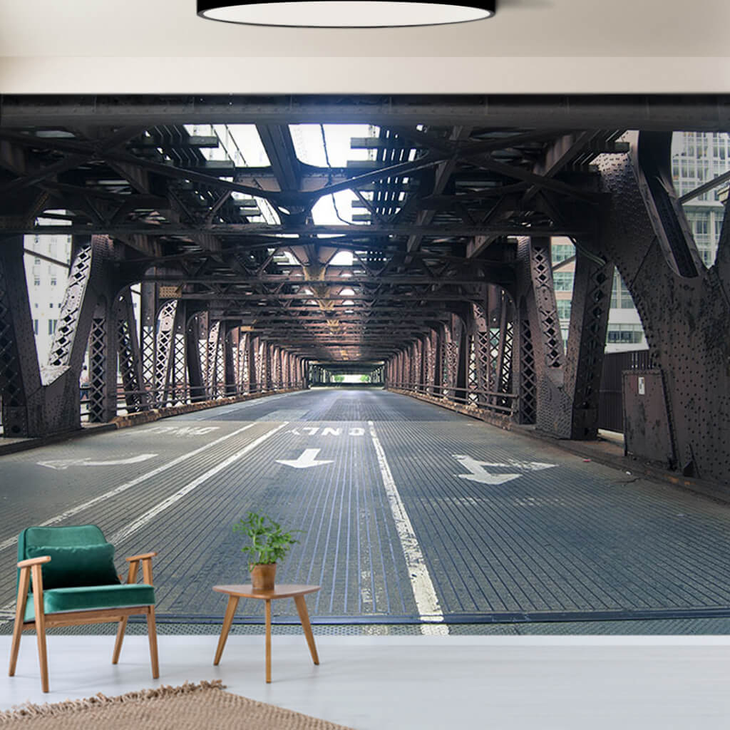 Şehir içinde çelik köprü 3D urban duvar kağıdı