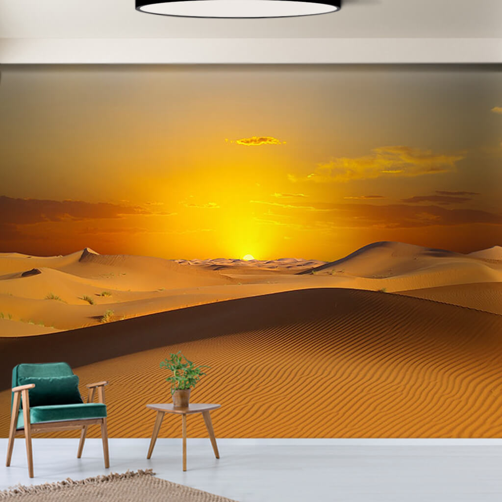 Yellow sand sea waves Sahara desert landscape wall mural