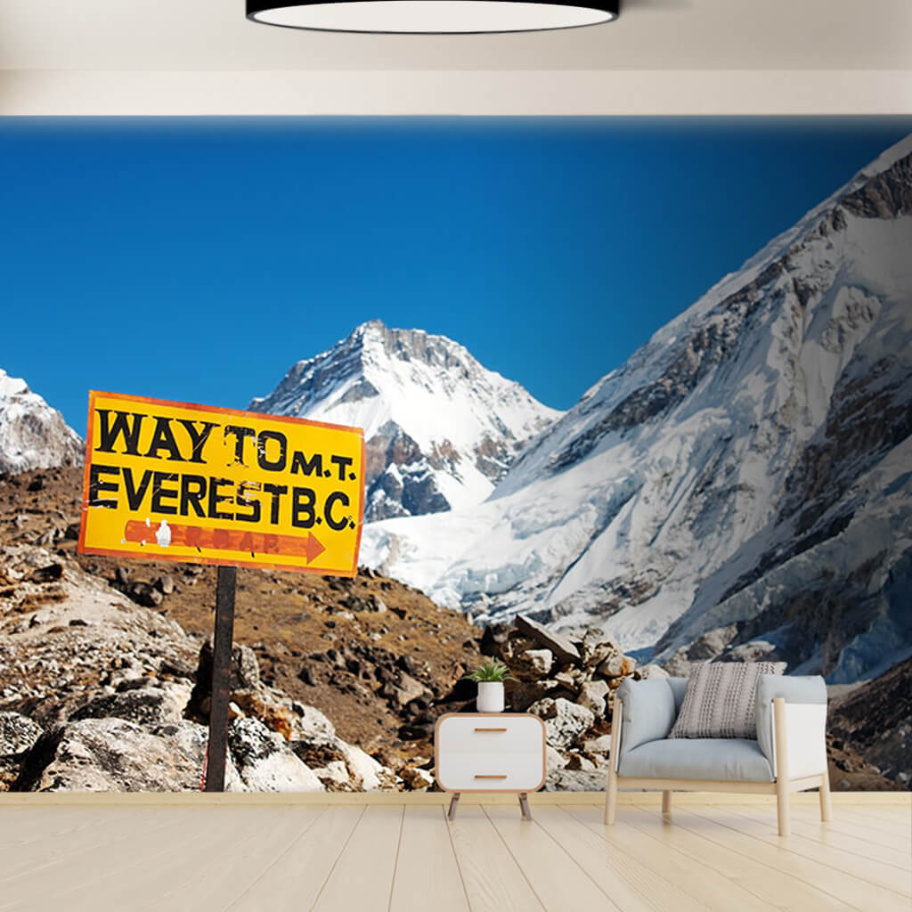 Everest yolu sarı tabela Himalayalar zirvesi duvar kağıdı