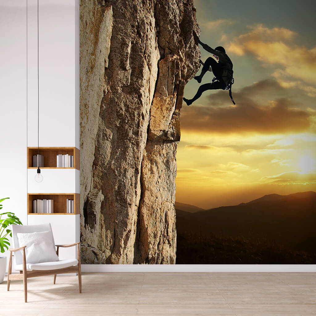 Rock climbing at dawn alpinism nature landscape wall mural