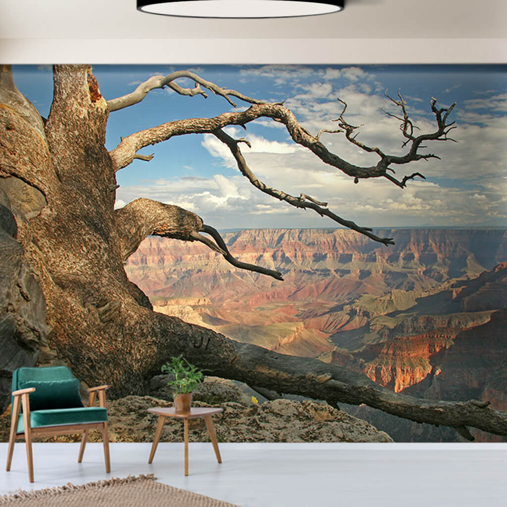 Grand Canyon landscape and dried tree custom wall mural