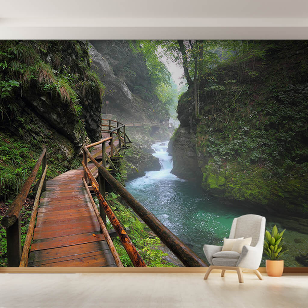 Vintgar Triglav Slovenya'da yeşil kanyon duvar kağıdı