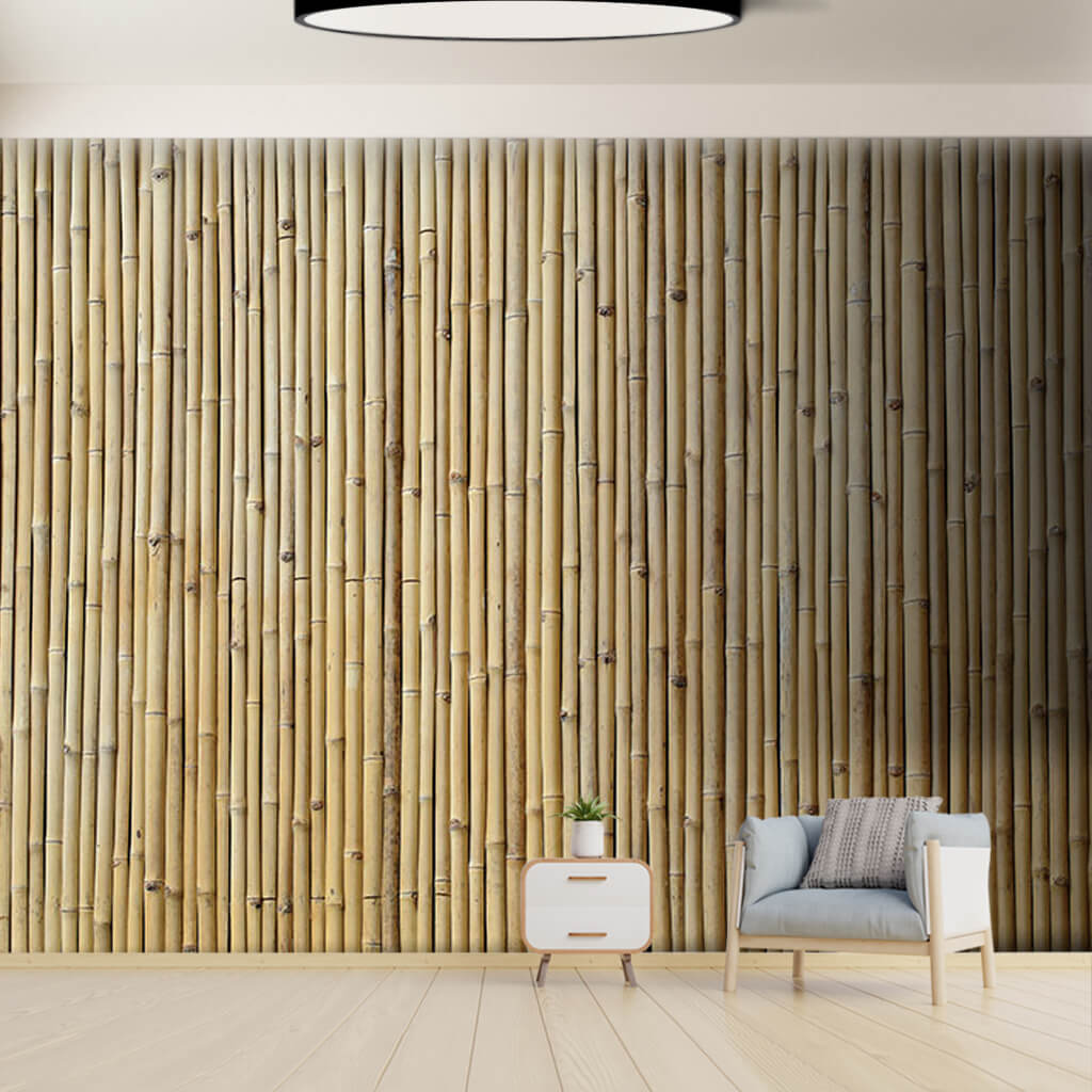 Vertical dry bamboo reed fence curtain custom wall mural