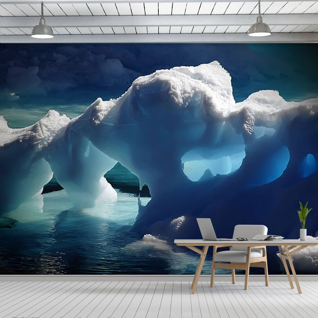 Kuzey buz denizi mavi buzullar doğa manzarası duvar kağıdı