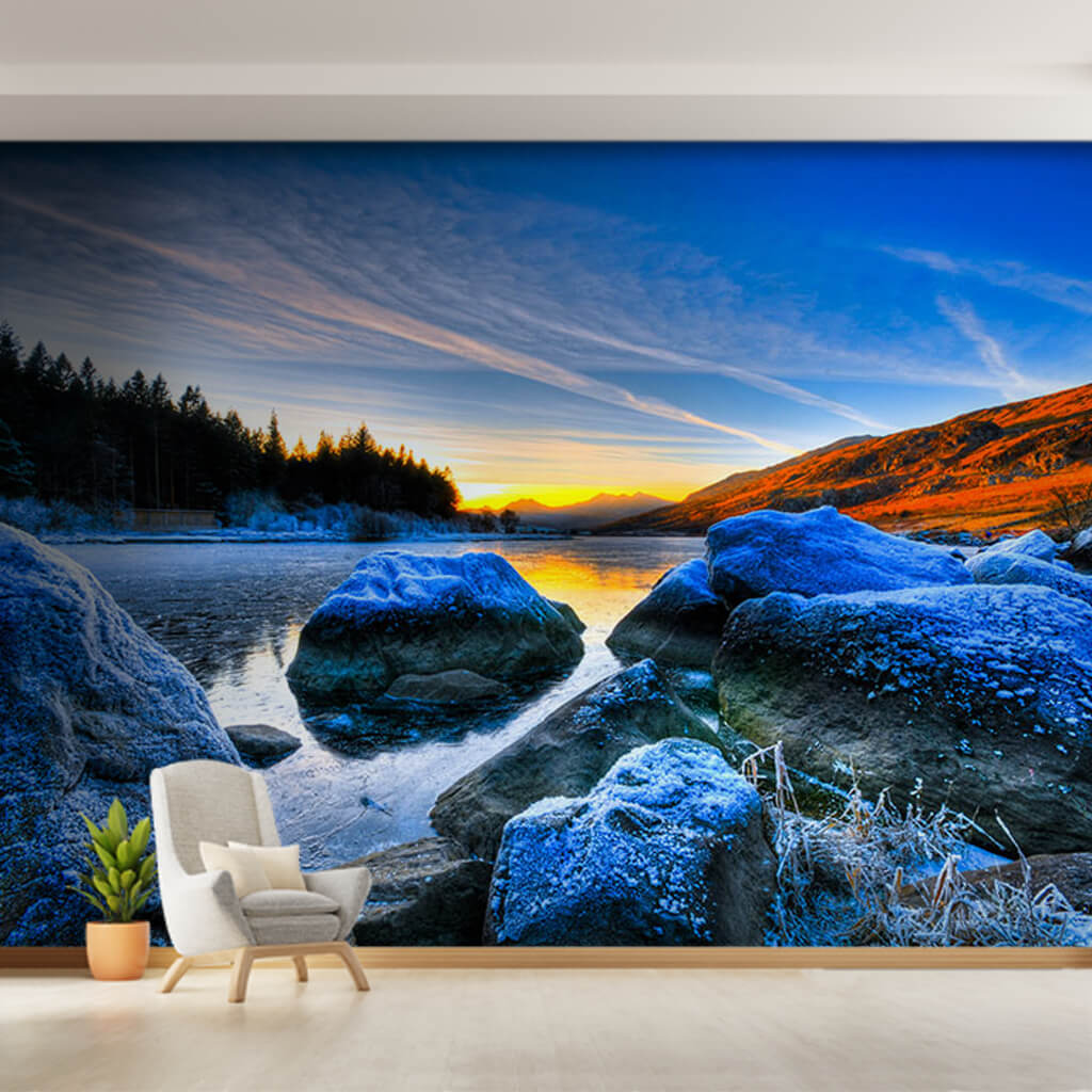 River and icy boulders Glacier Park Montana wall mural