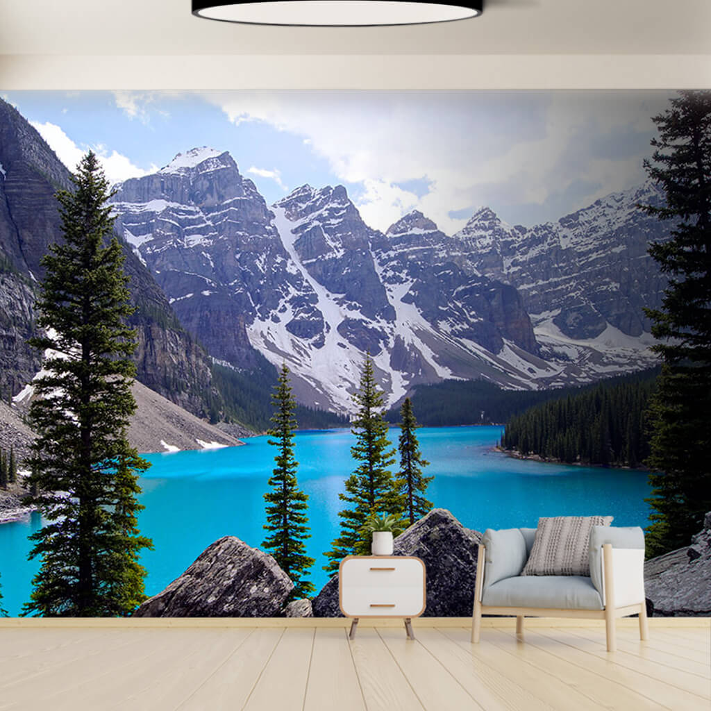Mountain reflections in Moraine Lake Canada wall mural